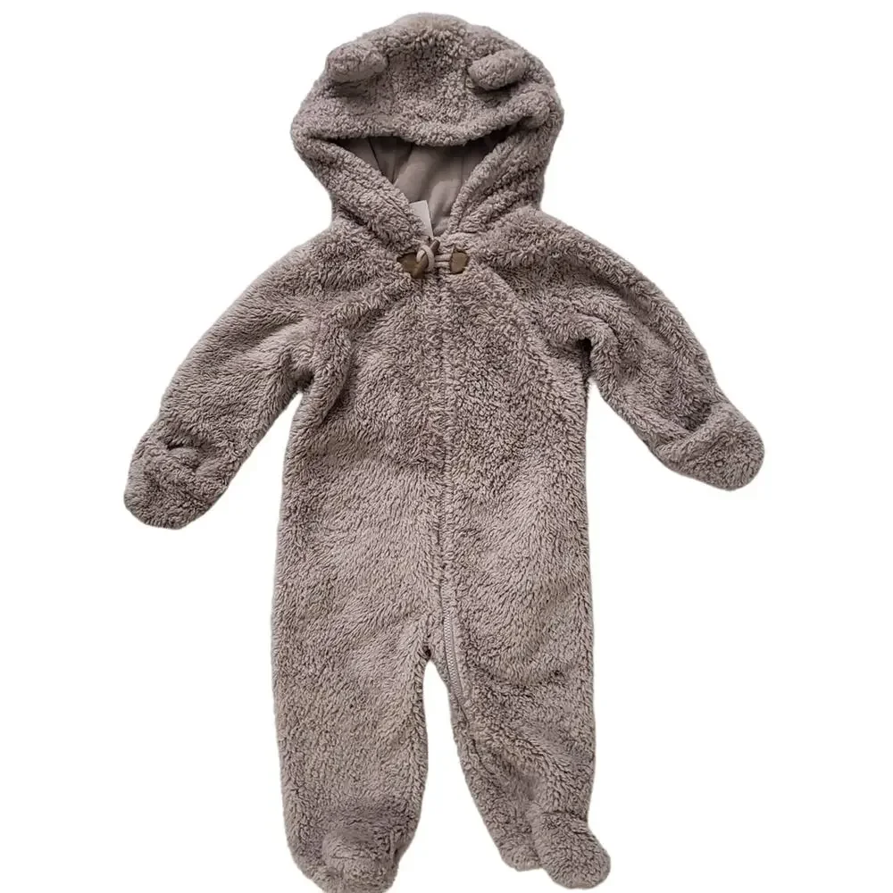 Cozy Carter’s Baby Brown Fluffy Sherpa Unisex Sherpa Snowsuit size 9 months